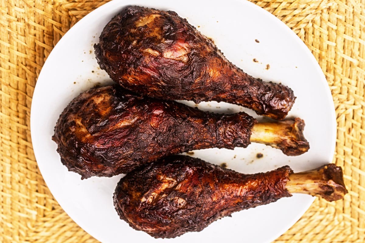 Smoky turkey leg on the grill